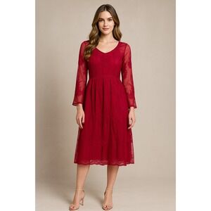 Orange Creek Dress Womens S/M Floral Lace Micromesh Embroider Boho Romantic Midi